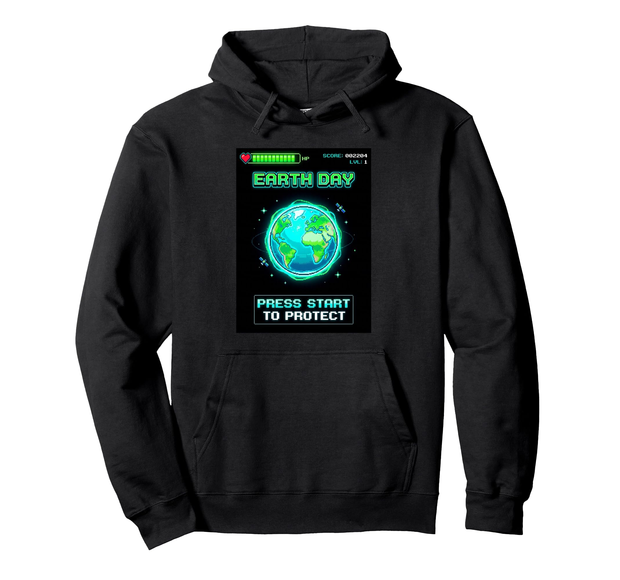 Earth Day Gamer Press Start To Protect Hoodie - Minimalist Print Men Women - T-Shirt, Sweatshirt, Hoodie