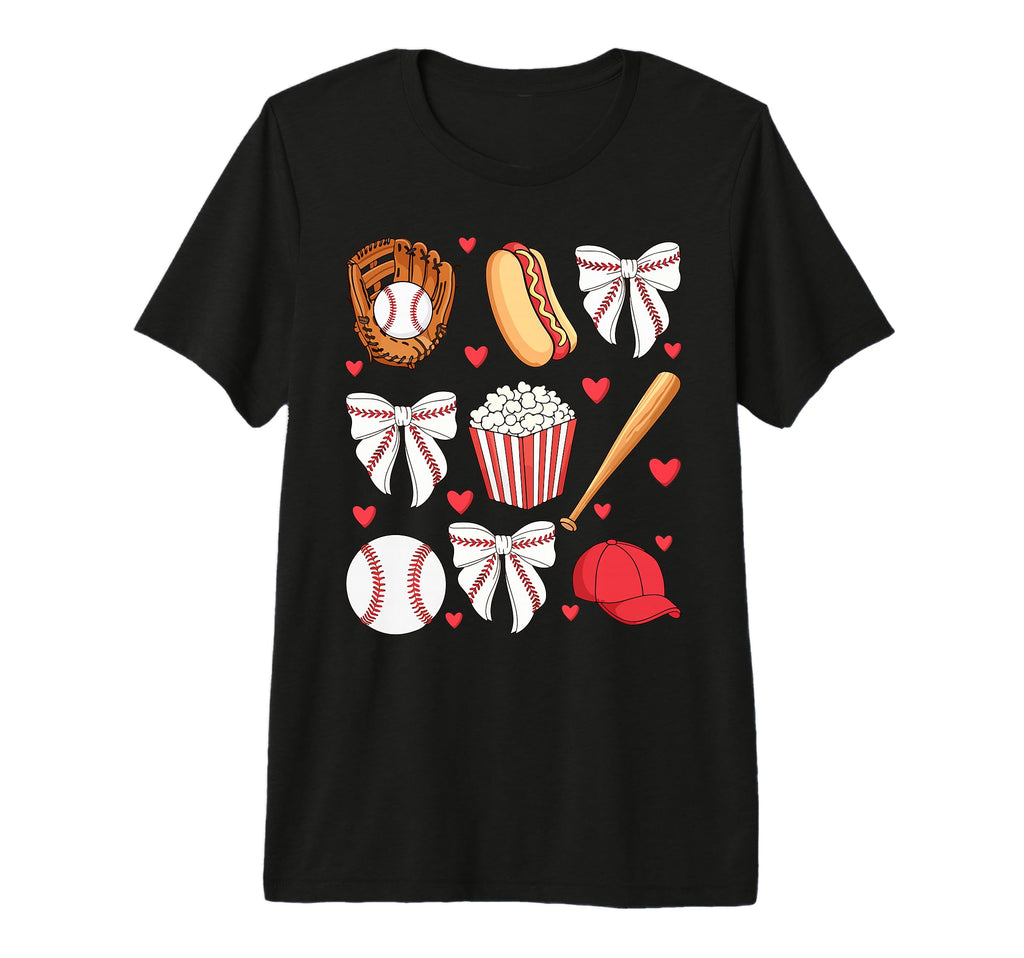 Baseball Bow Baseball Mom Mama Mothers T-Shirt - Novelty Apparel Unisex - T-Shirt, Sweatshirt, Hoodie