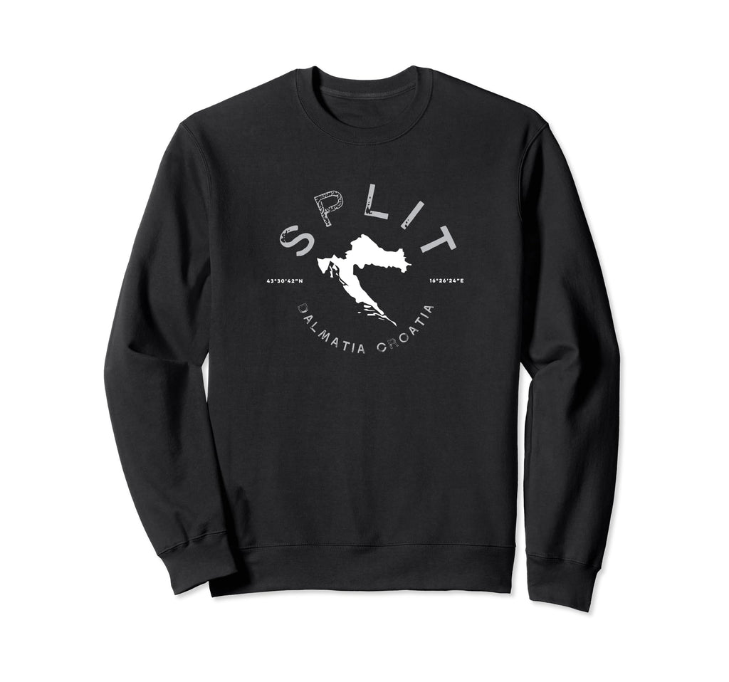 Split Croatia Distressed Sweatshirt - Novelty Apparel Men Women - T-Shirt, Sweatshirt, Hoodie