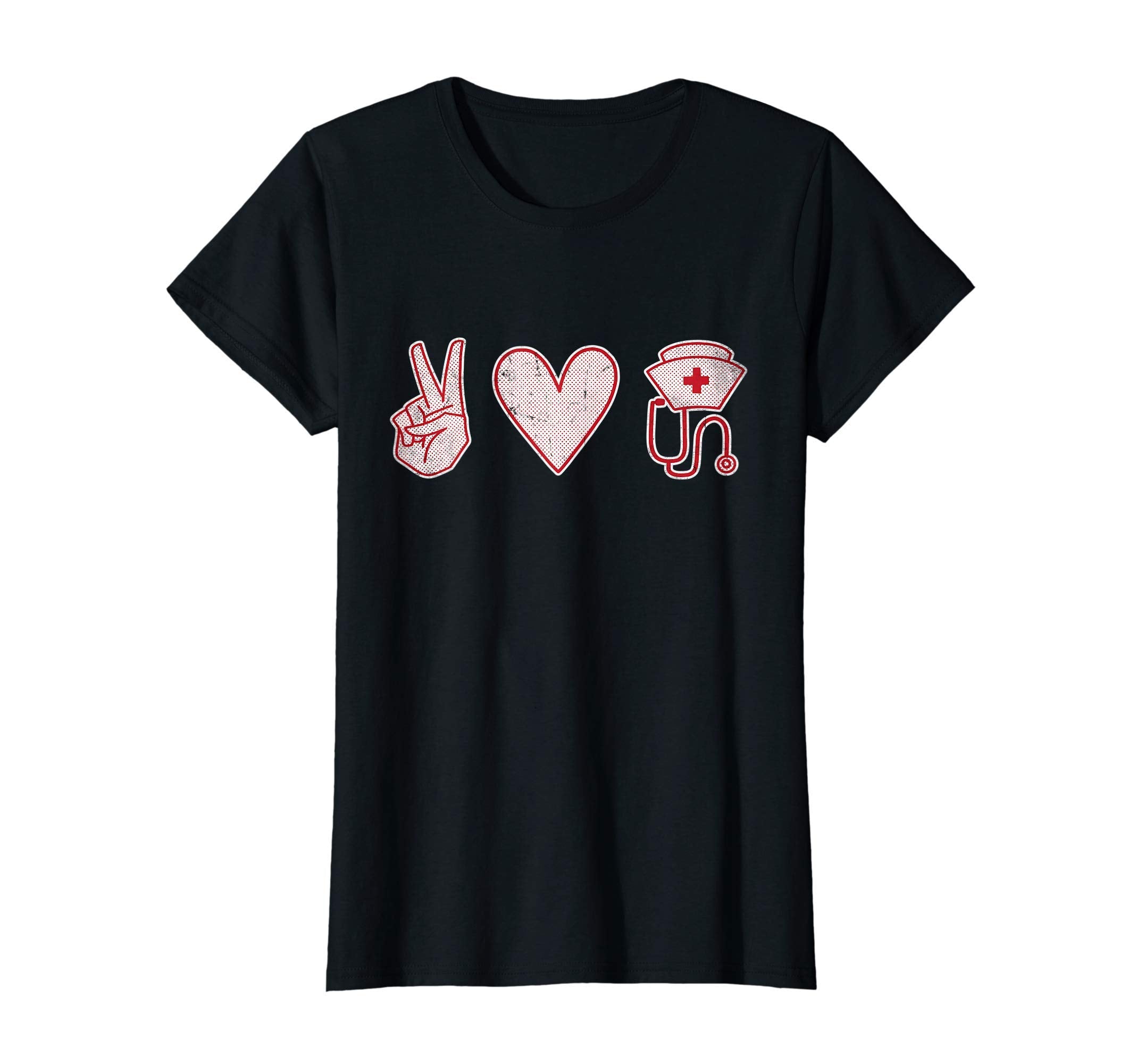 Womens Peace Love Nursing Distressed T-Shirt - Custom Art Print Men Women - T-Shirt, Sweatshirt, Hoodie