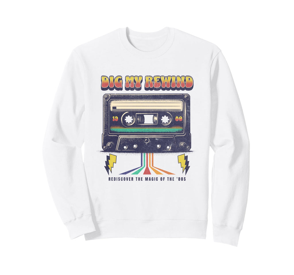 Dig My Rewind 80S Cassette Tape Sweatshirt - Minimalist Print for Adults - T-Shirt, Sweatshirt, Hoodie