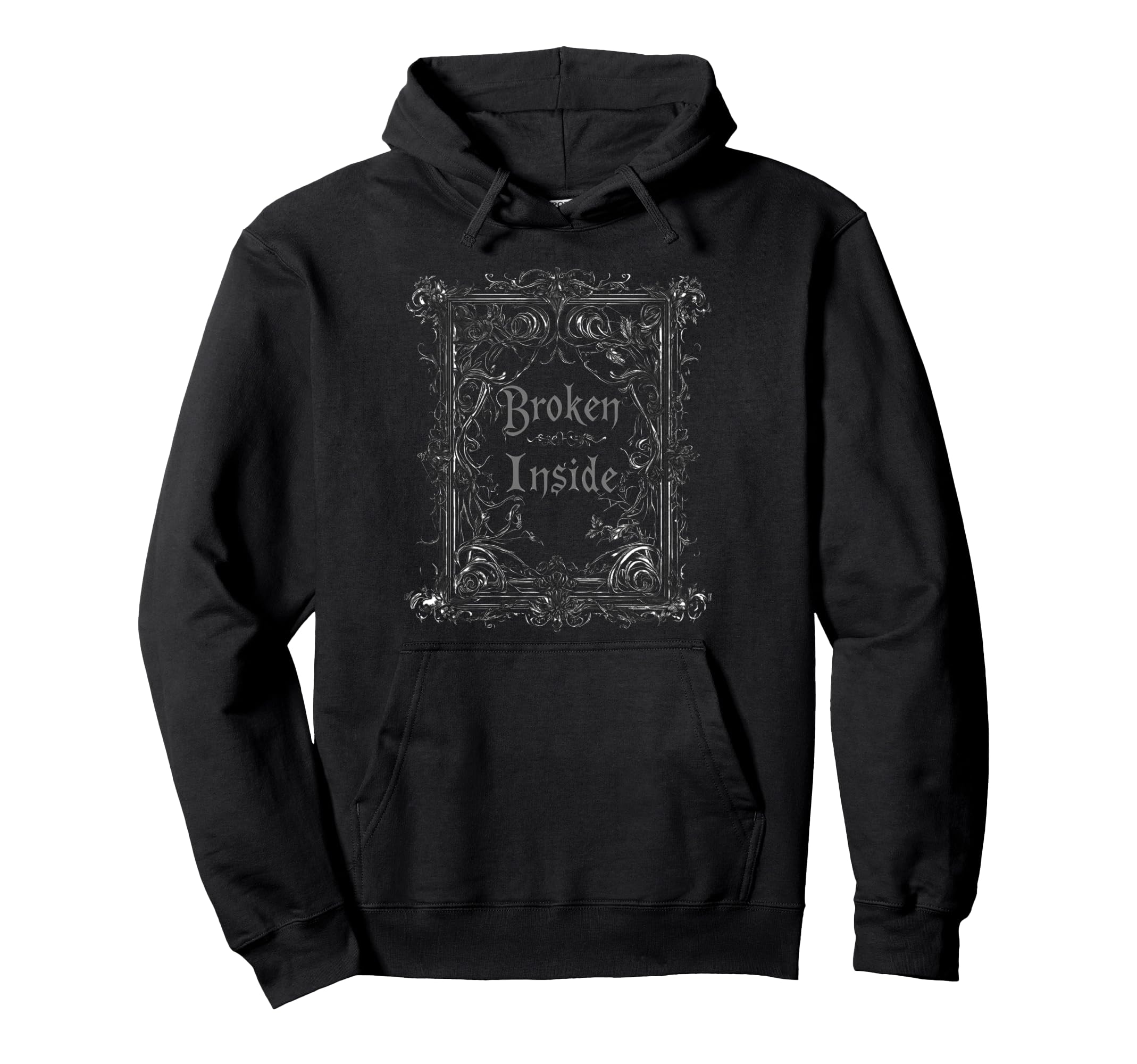 Broken Inside Y2K Emo Aesthetic Gothic Hoodie - Unique Graphic Men Women - T-Shirt, Sweatshirt, Hoodie