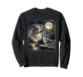 Australian Shepherd Howling To Moon Sweatshirt - Custom Art Print Unisex - T-Shirt, Sweatshirt, Hoodie