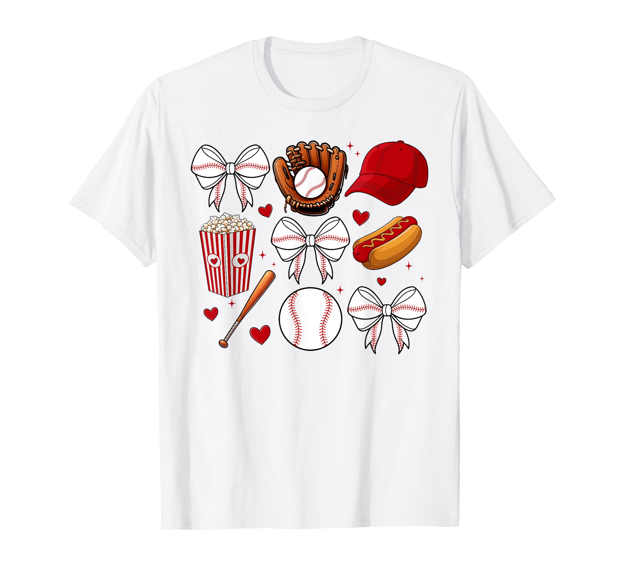 Baseball Coquette Bow Baseball Cheer T-Shirt - Unique Graphic Men Women - T-Shirt, Sweatshirt, Hoodie