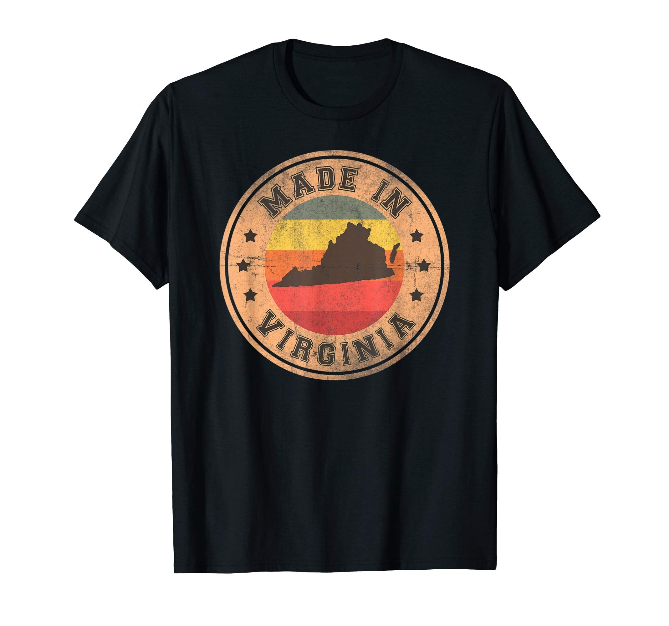 Virginia Us State Map Stripes 1970 T-Shirt - Trendy Graphic for Adults - T-Shirt, Sweatshirt, Hoodie