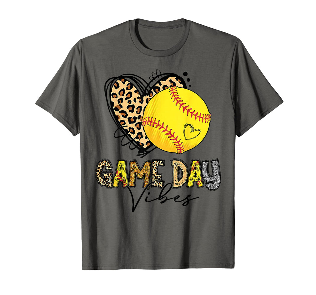 Bleached Softball Game Day Vibes Leopard T-Shirt - Novelty Apparel Unisex - T-Shirt, Sweatshirt, Hoodie