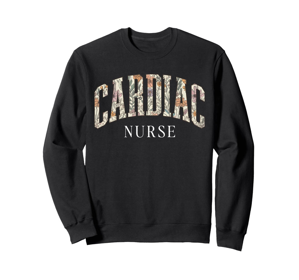 Boho Floral Cardiac Nurse Heart Sweatshirt - Novelty Apparel Men Women - T-Shirt, Sweatshirt, Hoodie