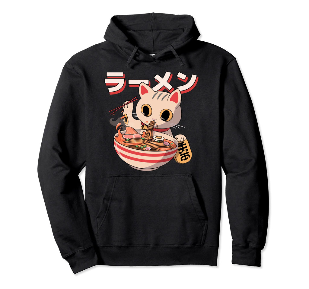 Cat Ramen Japanese Kitty Kawaii Anime Hoodie - Trendy Graphic for Adults - T-Shirt, Sweatshirt, Hoodie