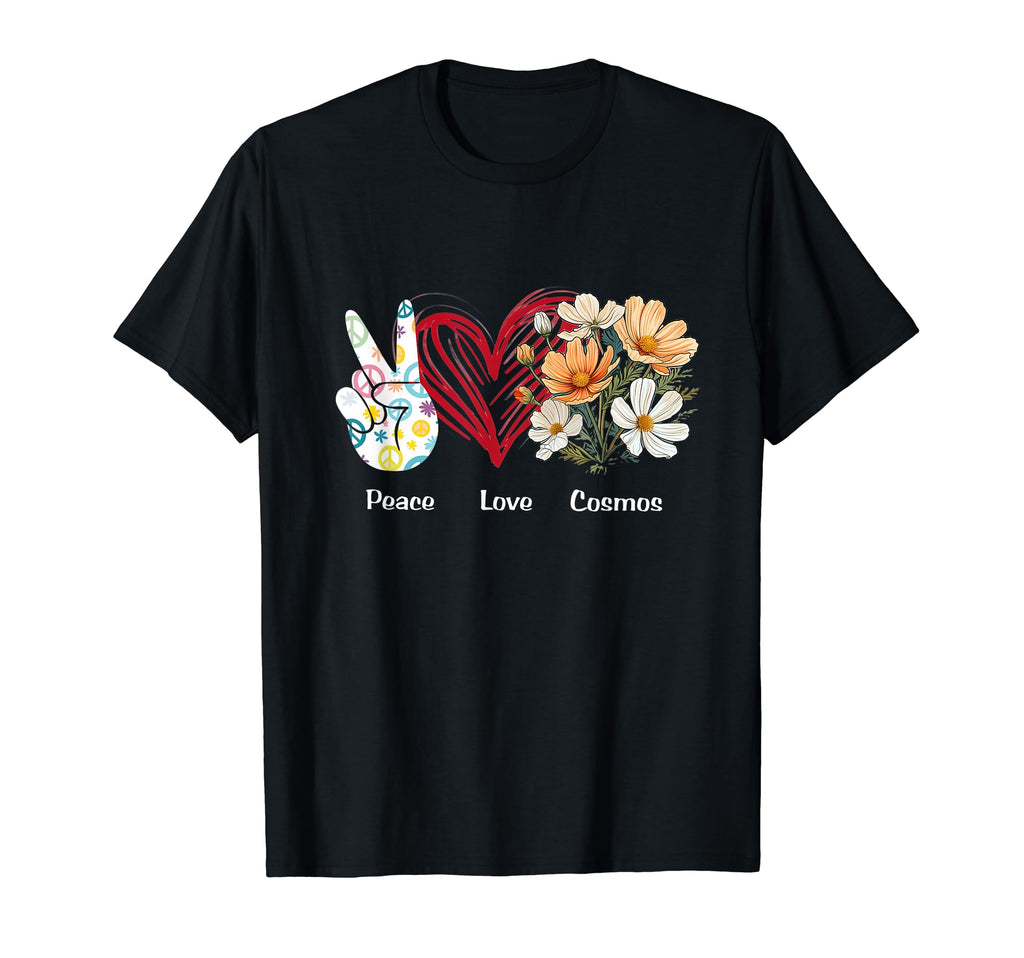 Peace Love Cosmos Flower Hippie Lover T-Shirt - Trendy Graphic for Adults - T-Shirt, Sweatshirt, Hoodie