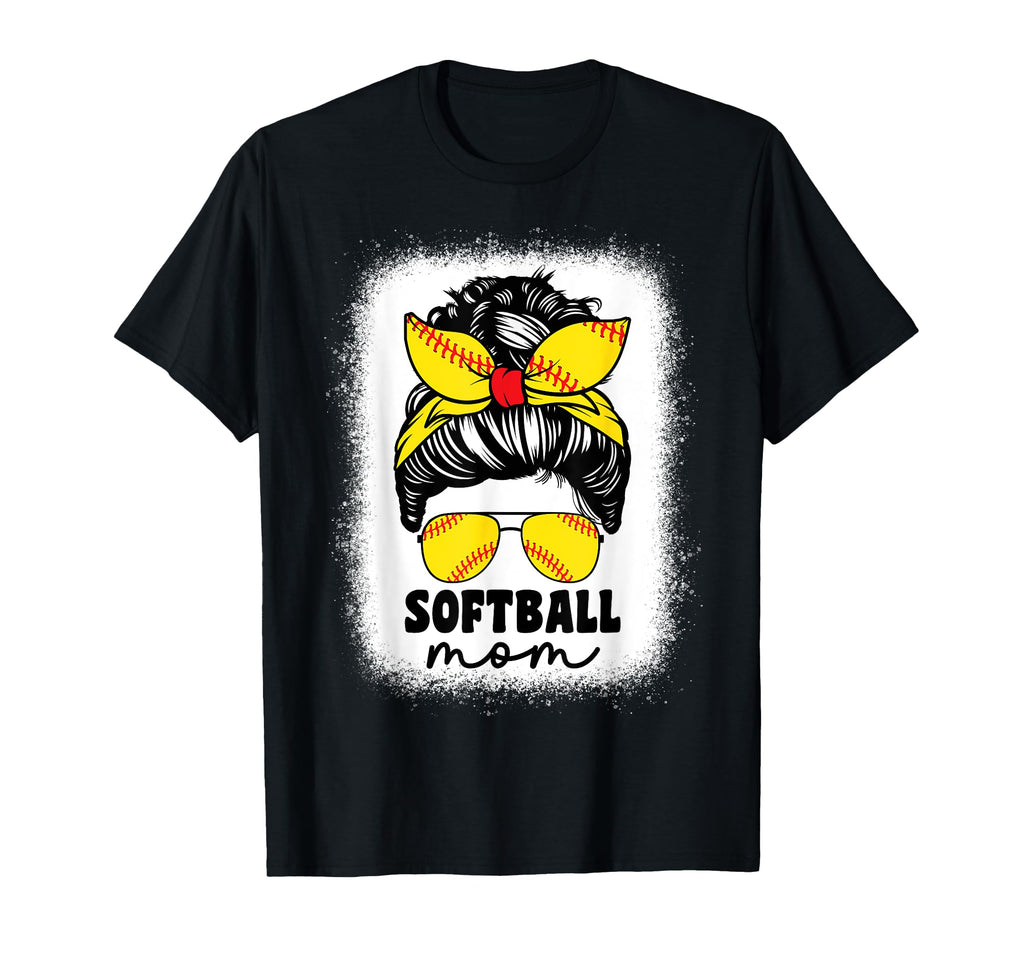Softball Mom Messy Bun Catcher Pitcher T-Shirt - Fun Novelty Design Unisex - T-Shirt, Sweatshirt, Hoodie