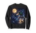 Duck Art Celestial Moon Galaxy Sweatshirt - Casual Everyday Wear Men Women - T-Shirt, Sweatshirt, Hoodie