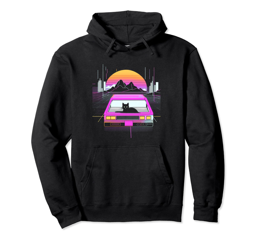 Retrowave Aesthetics Sunset Vaporwave Hoodie - Novelty Apparel Men Women - T-Shirt, Sweatshirt, Hoodie