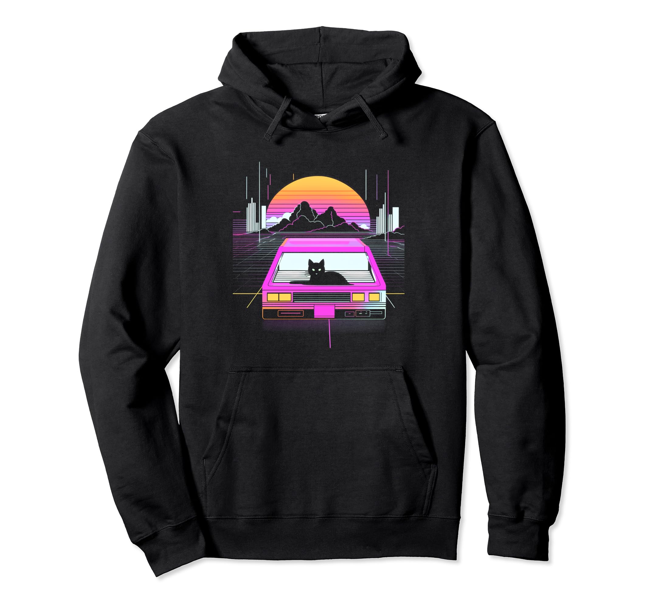 Retrowave Aesthetics Sunset Vaporwave Hoodie - Novelty Apparel Men Women - T-Shirt, Sweatshirt, Hoodie
