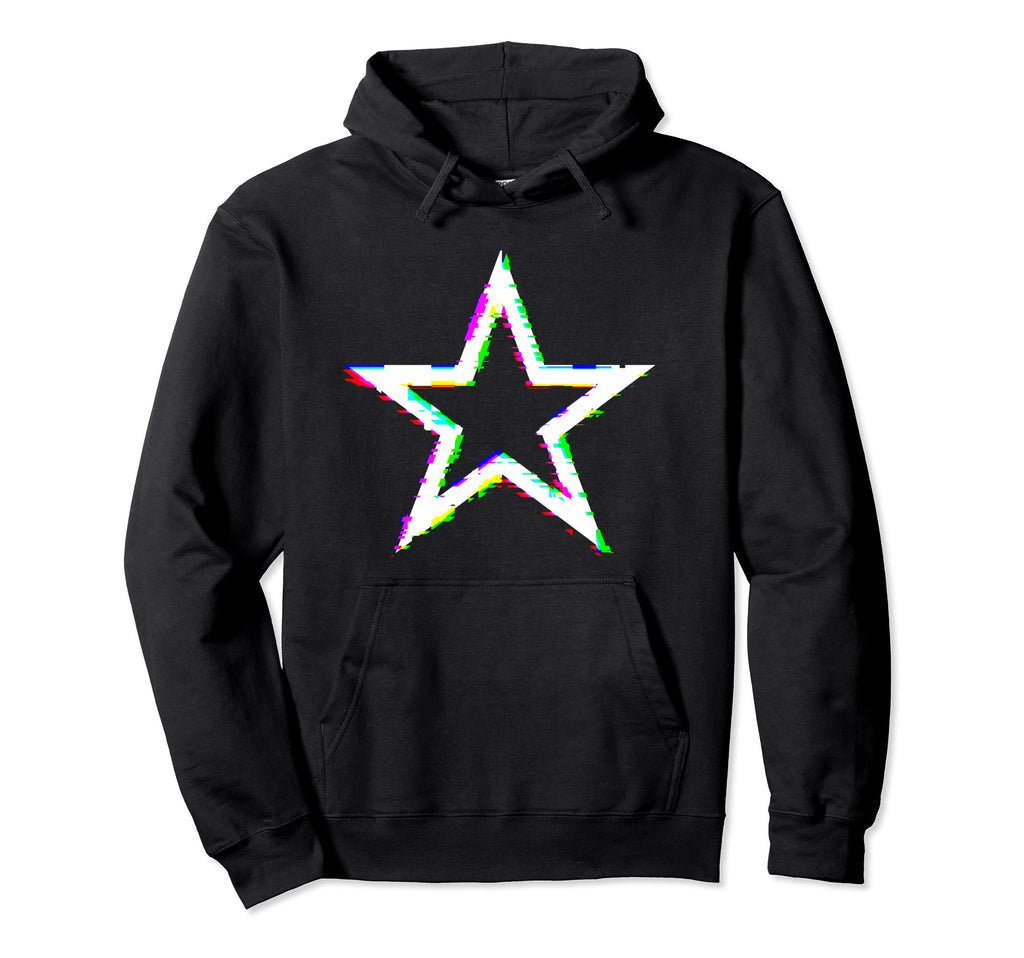 Cyber Y2K Star Front Black And White Hoodie - Custom Art Print for Adults - T-Shirt, Sweatshirt, Hoodie