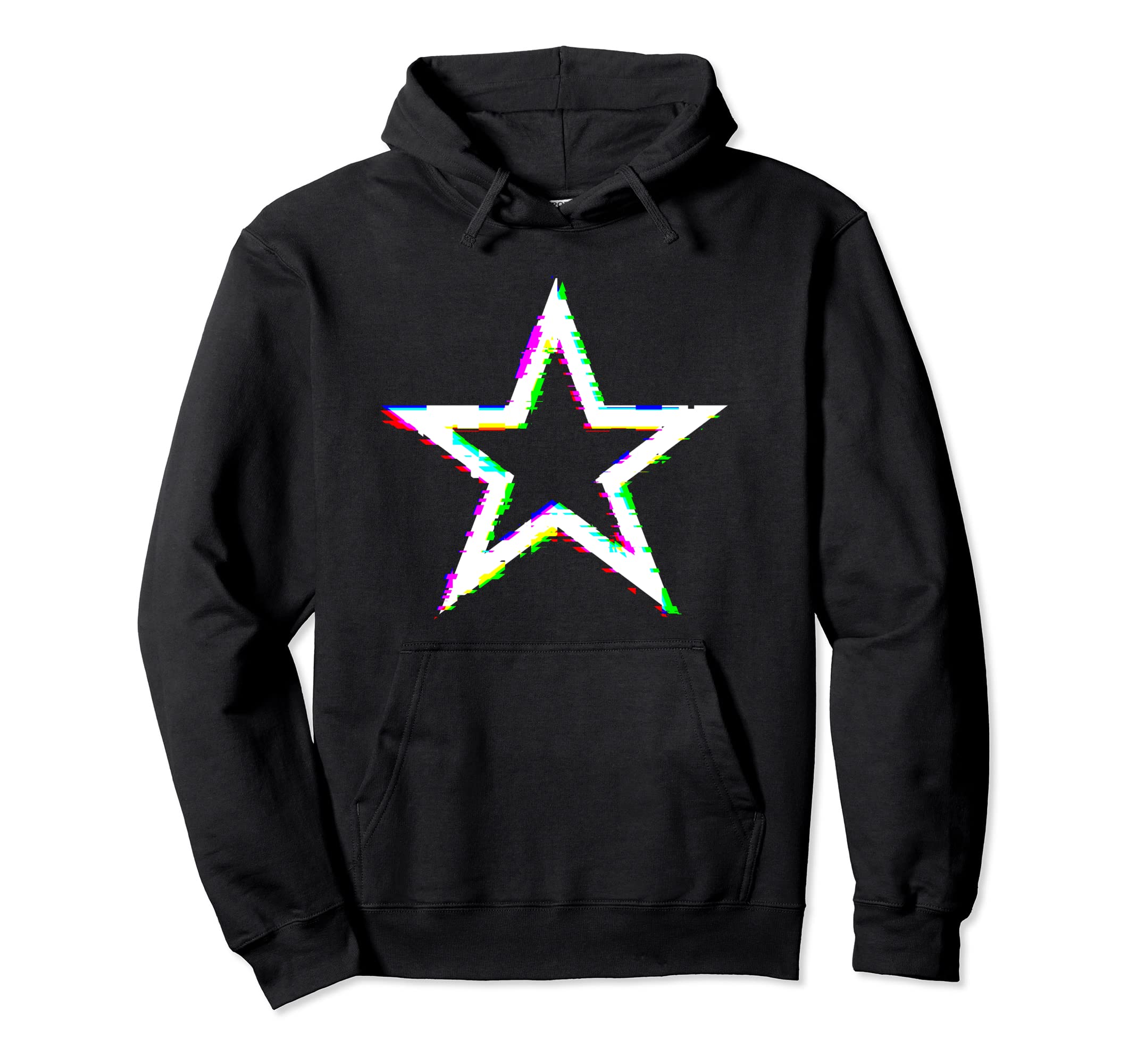 Cyber Y2K Star Front Black And White Hoodie - Custom Art Print for Adults - T-Shirt, Sweatshirt, Hoodie