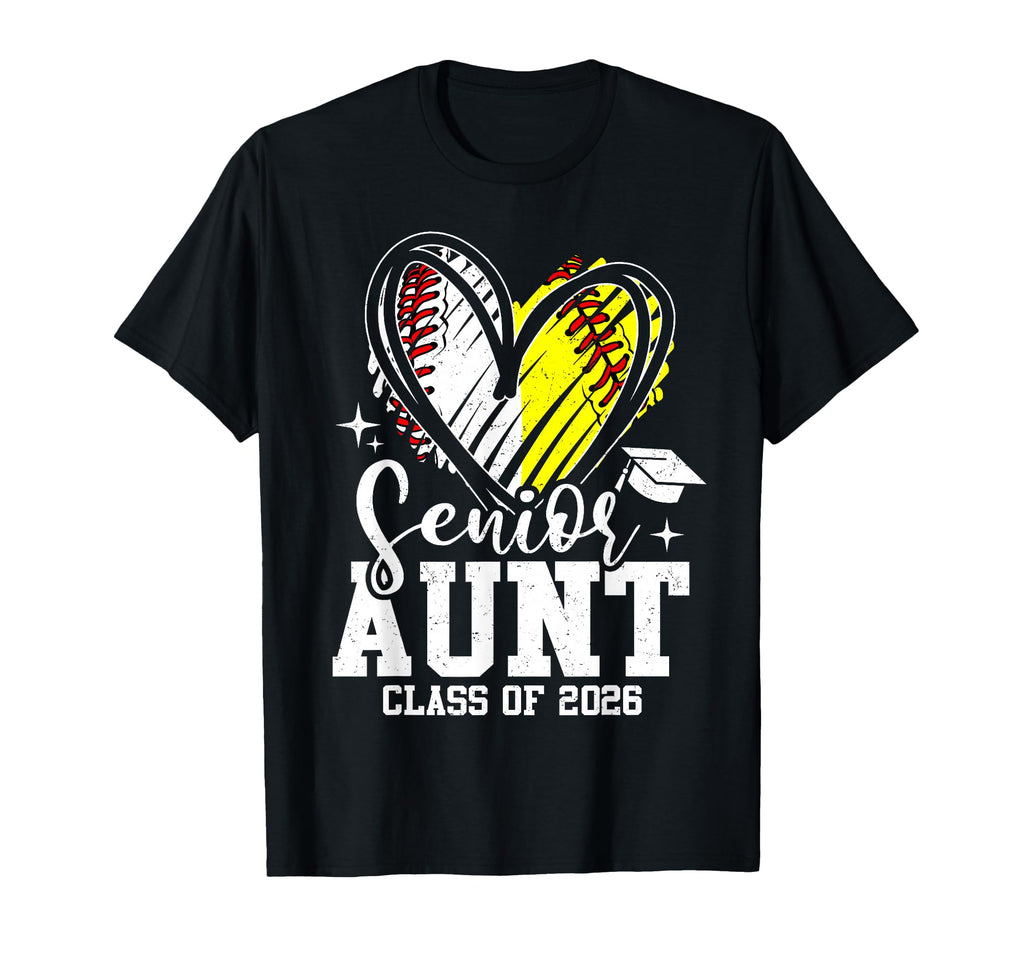 Senior Aunt Class 2026 Baseball Softball T-Shirt - Graphic Print Men Women - T-Shirt, Sweatshirt, Hoodie