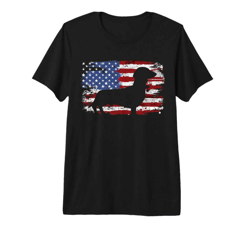 Dachshund Weiner American Flag Tri Blend T-Shirt - Streetwear Style Unisex - T-Shirt, Sweatshirt, Hoodie