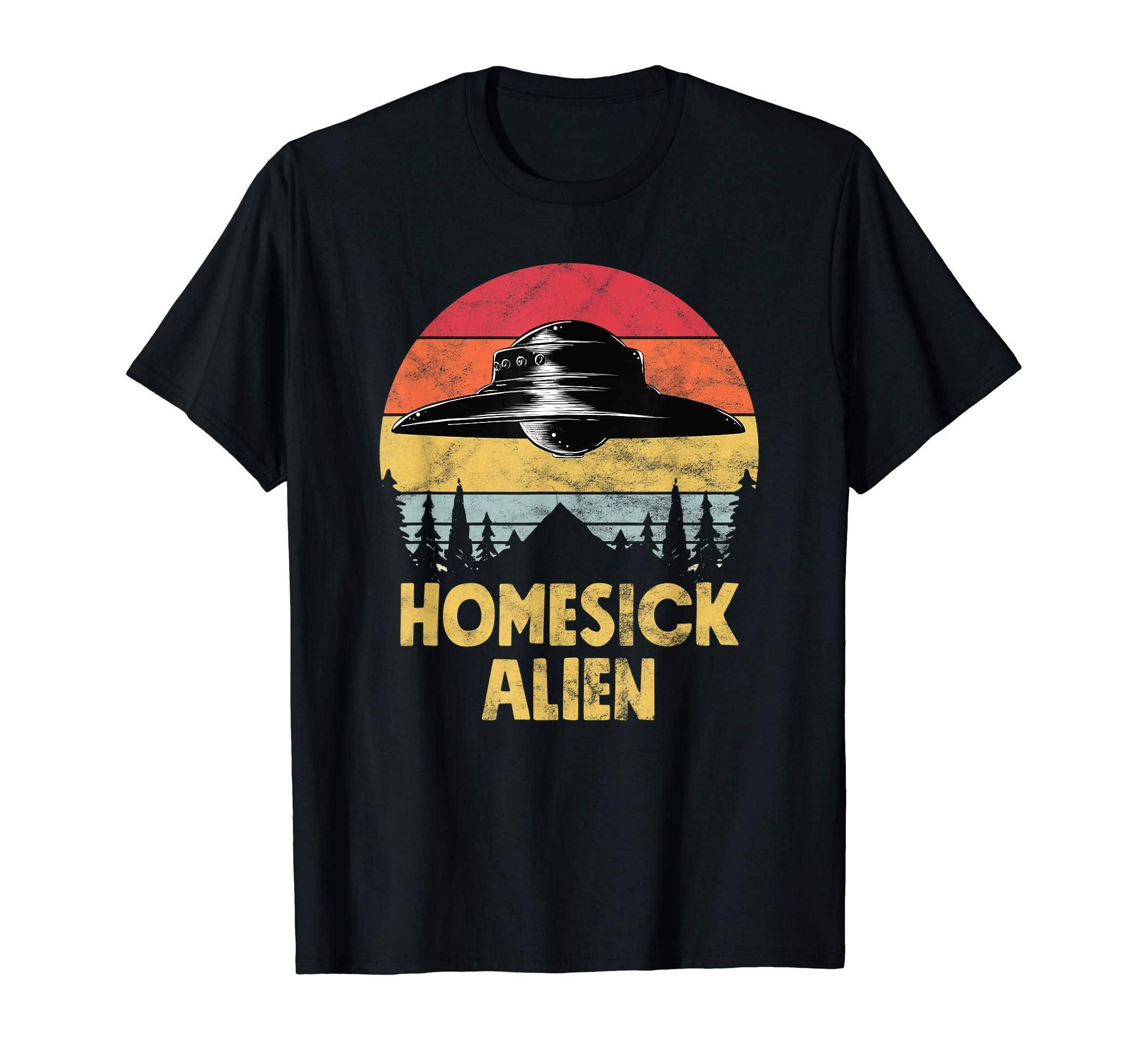 Homesick Alien Distressed Sunset T-Shirt - Fun Novelty Design for Adults - T-Shirt, Sweatshirt, Hoodie