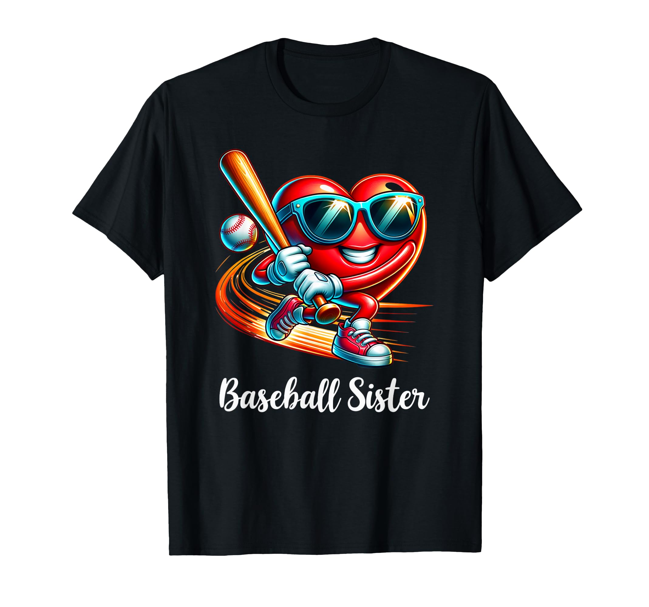 Baseball Sister Heart Baseball Sister T-Shirt - Graphic Print Men Women - T-Shirt, Sweatshirt, Hoodie