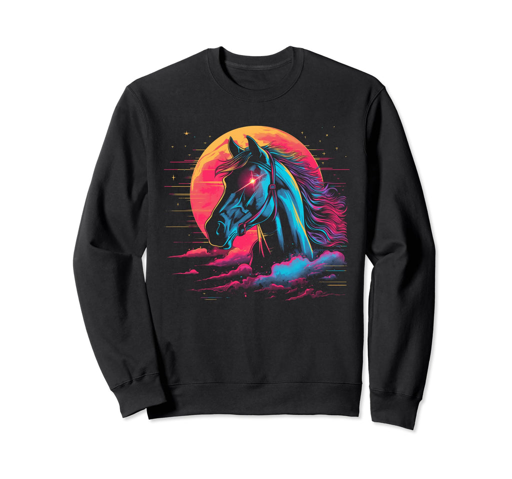 Horse Vaporwave Aesthetic Sweatshirt - Custom Art Print for Adults - T-Shirt, Sweatshirt, Hoodie
