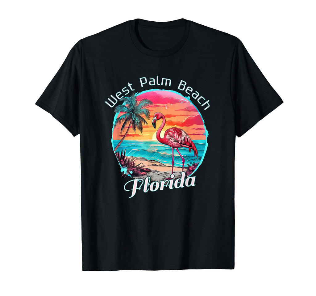 West Palm Beach Florida Beach Flamingo T-Shirt - Trendy Graphic Unisex - T-Shirt, Sweatshirt, Hoodie
