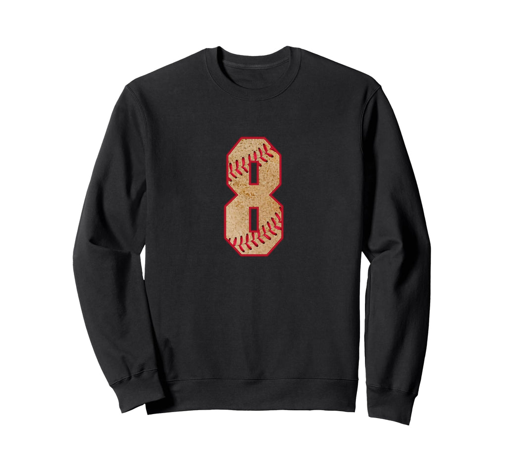 Baseball Player Jersey Number 8 Sweatshirt - Minimalist Print for Adults - T-Shirt, Sweatshirt, Hoodie