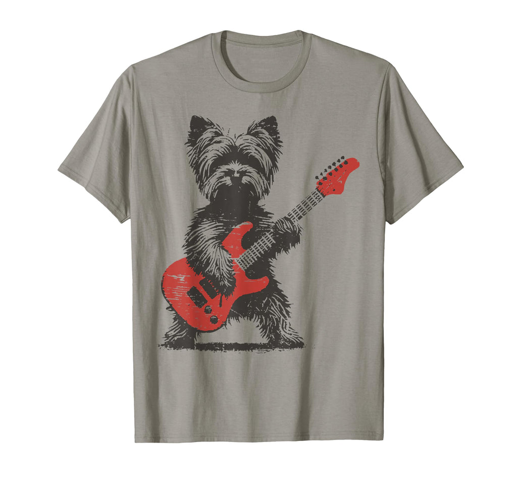 Yorkie Rock Funny Dog Playing T-Shirt - Fun Novelty Design for Adults - T-Shirt, Sweatshirt, Hoodie