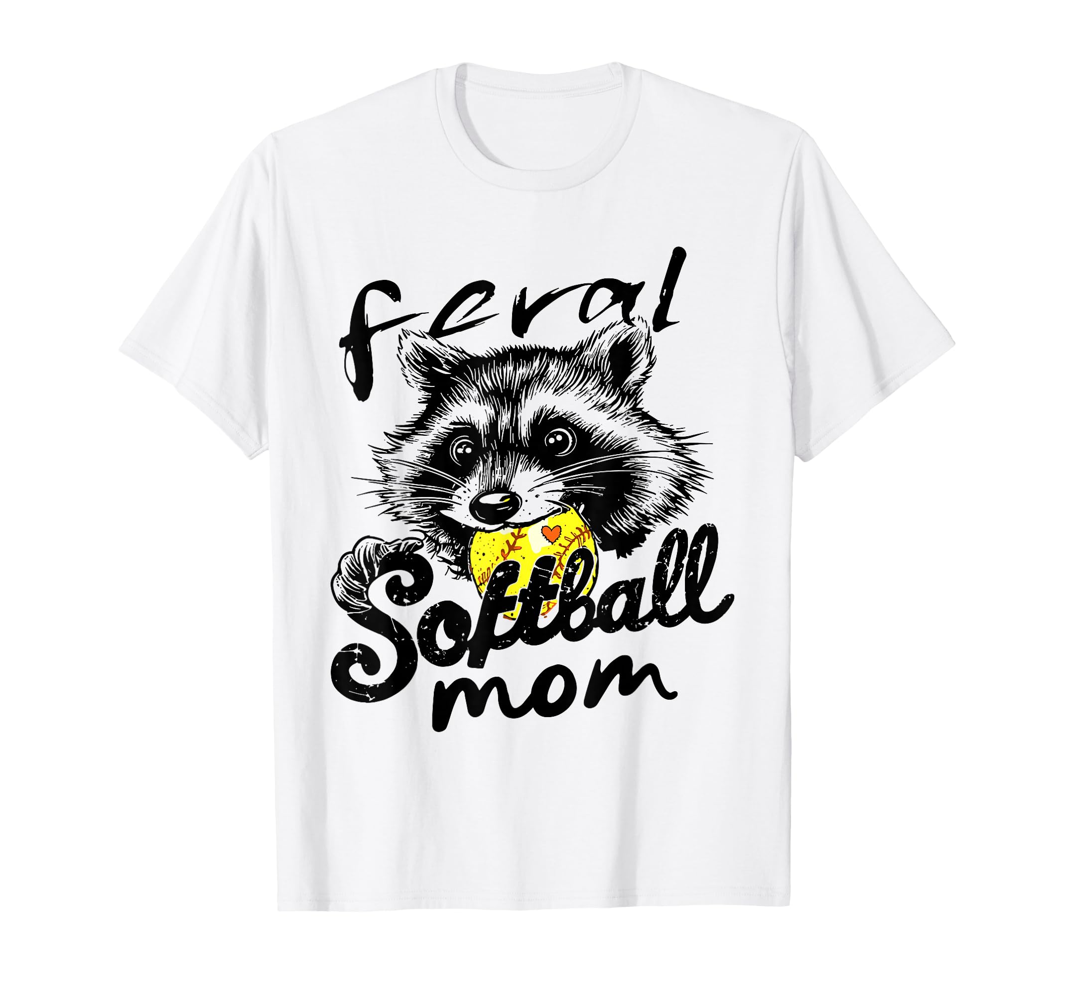 Raccoon Feral Softball Mom Mothers Day T-Shirt - Novelty Apparel Unisex - T-Shirt, Sweatshirt, Hoodie