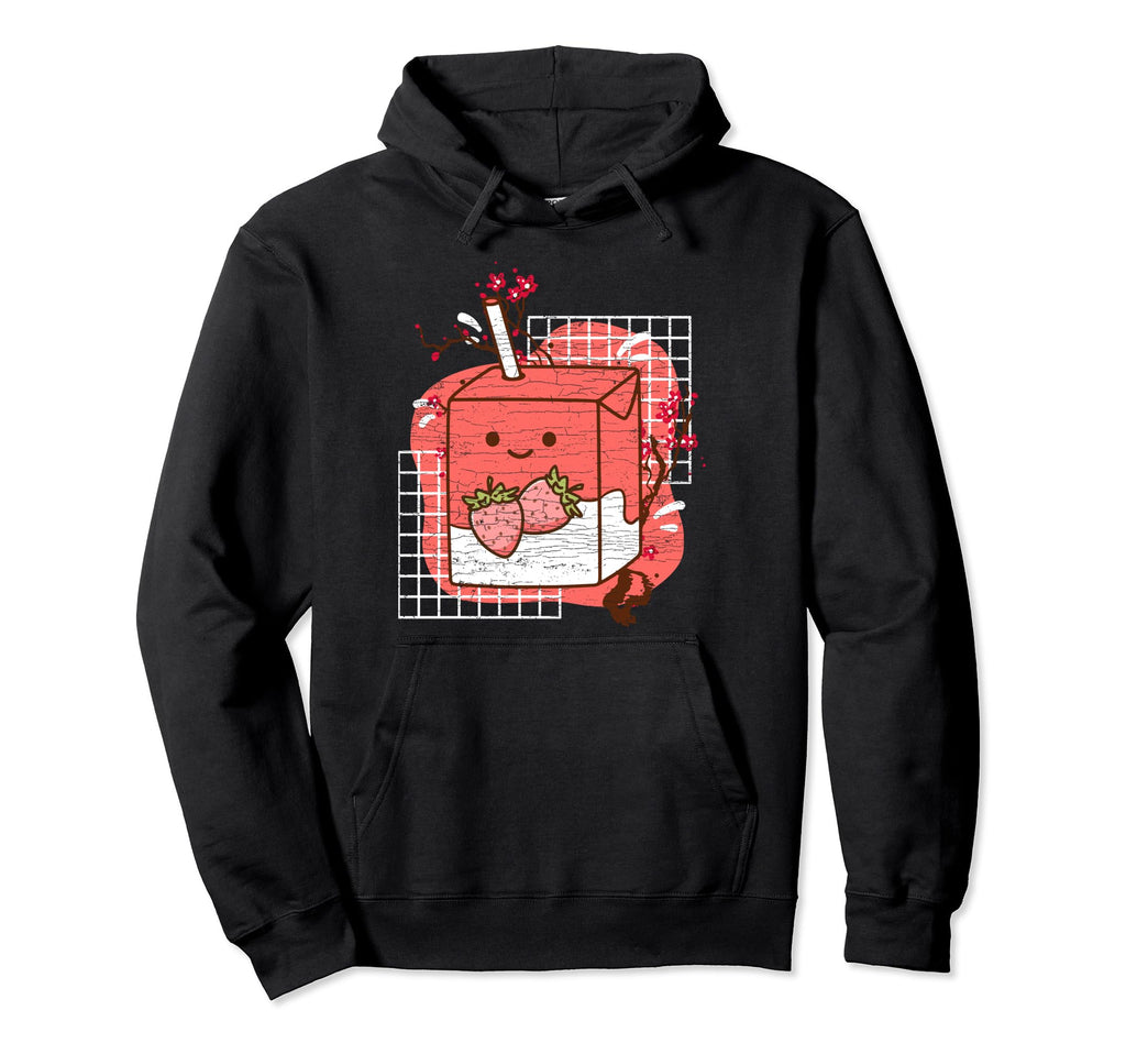 Japanese Strawberry Milk 90S 80S Vaporwave Hoodie - Minimalist Print Unisex - T-Shirt, Sweatshirt, Hoodie