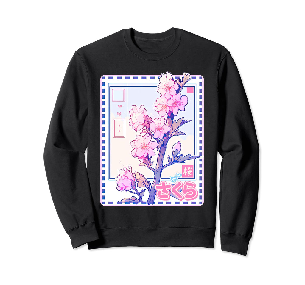 Y2K Sakura Flower Retrofuturism Pastel Sweatshirt - Unique Graphic Unisex - T-Shirt, Sweatshirt, Hoodie