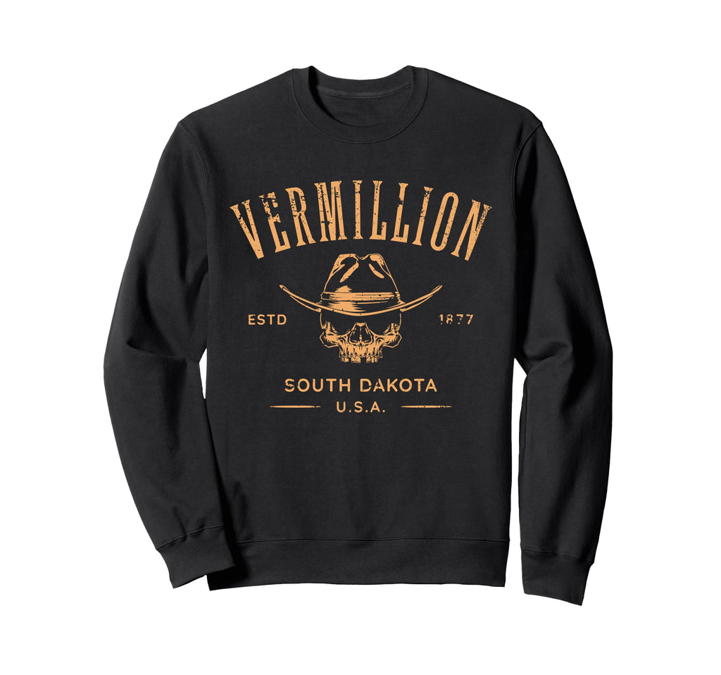 Vermillion South Dakota Distressed Sweatshirt - Novelty Apparel Unisex - T-Shirt, Sweatshirt, Hoodie