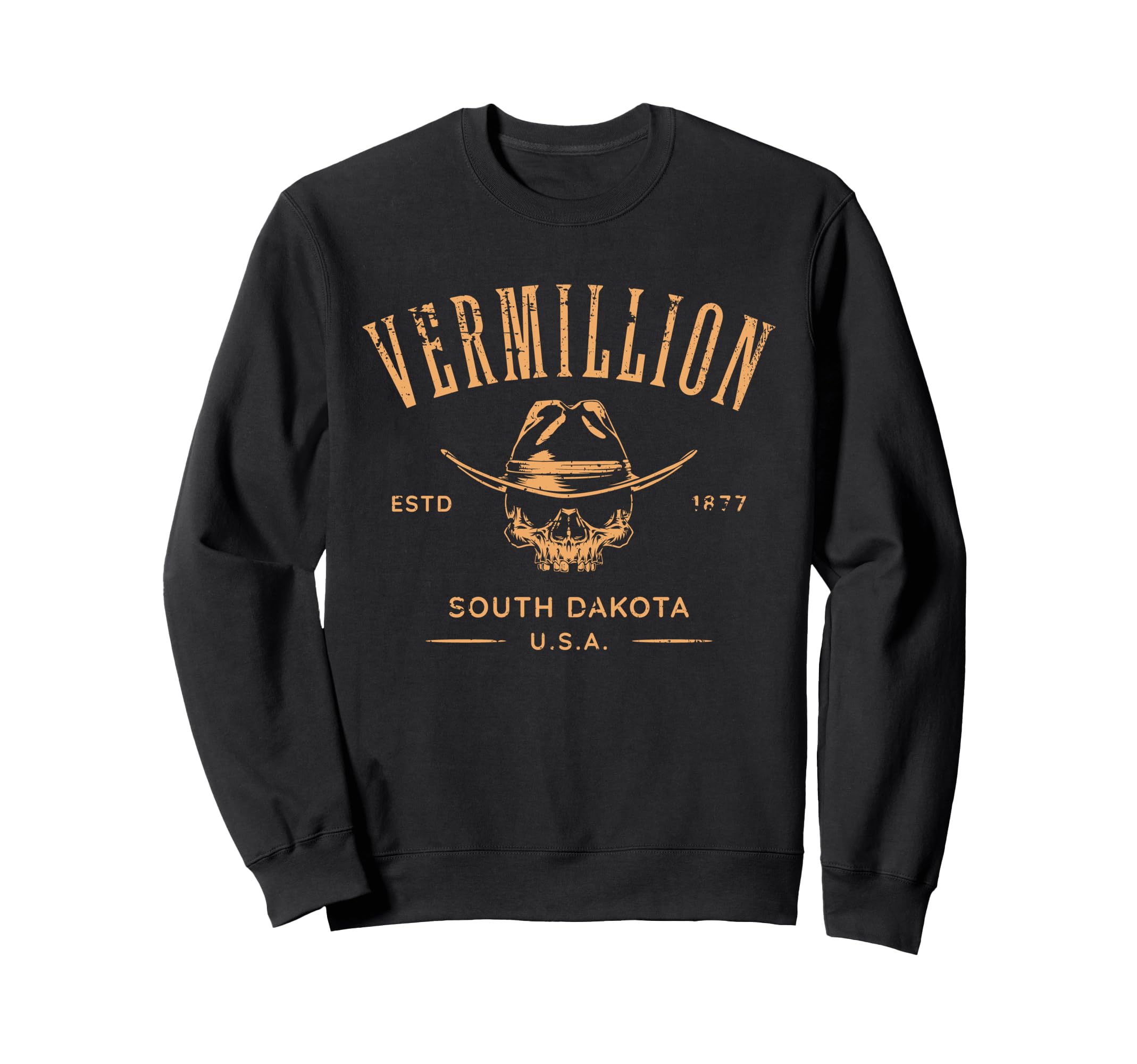 Vermillion South Dakota Distressed Sweatshirt - Novelty Apparel Unisex - T-Shirt, Sweatshirt, Hoodie