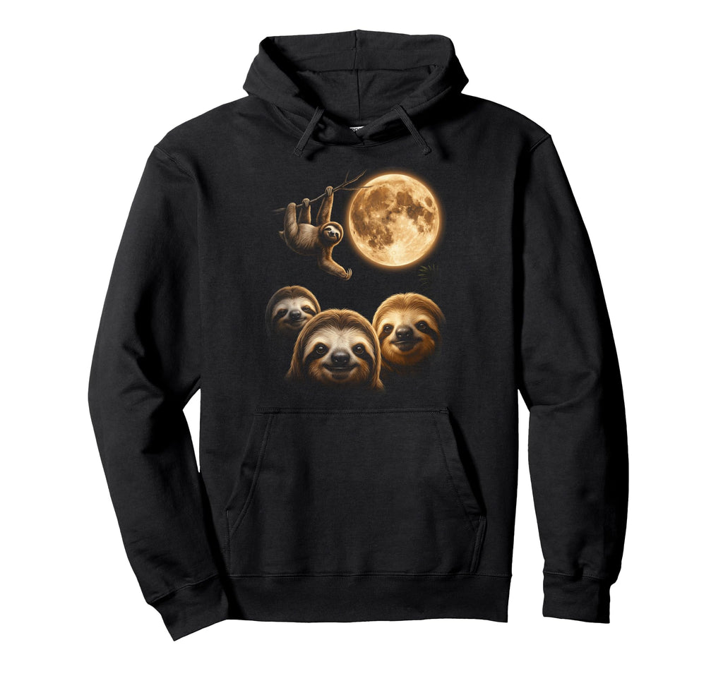 Three Sloth Parody Howling Moon Wildlife Hoodie - Graphic Print Men Women - T-Shirt, Sweatshirt, Hoodie