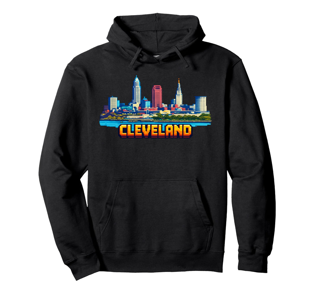 Cleveland 8 Bit Video Arcade Gamer Gaming Hoodie - Graphic Print Men Women - T-Shirt, Sweatshirt, Hoodie