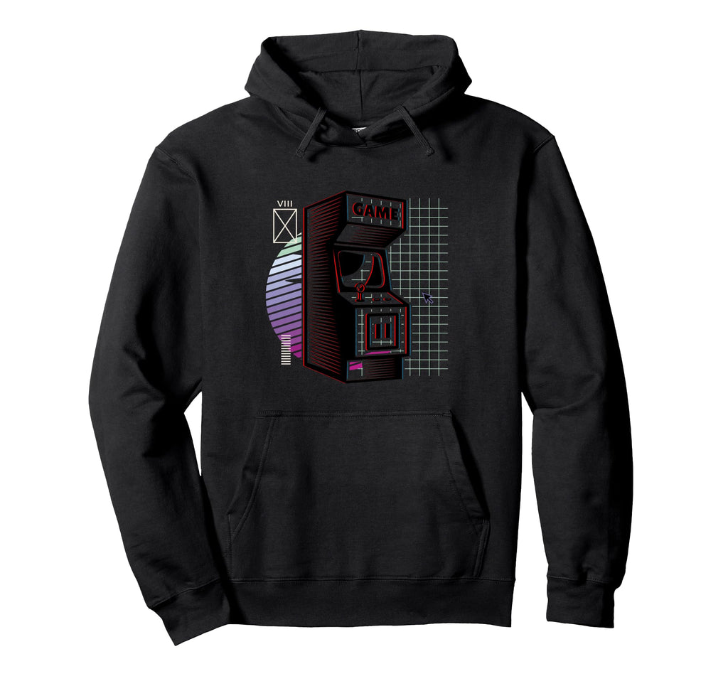 Synthwave Video Arcade Aesthetic Hoodie - Minimalist Print for Adults - T-Shirt, Sweatshirt, Hoodie