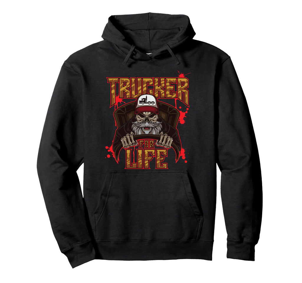 Bearded Skeleton Trucker Life Truck Hoodie - Streetwear Style for Adults - T-Shirt, Sweatshirt, Hoodie