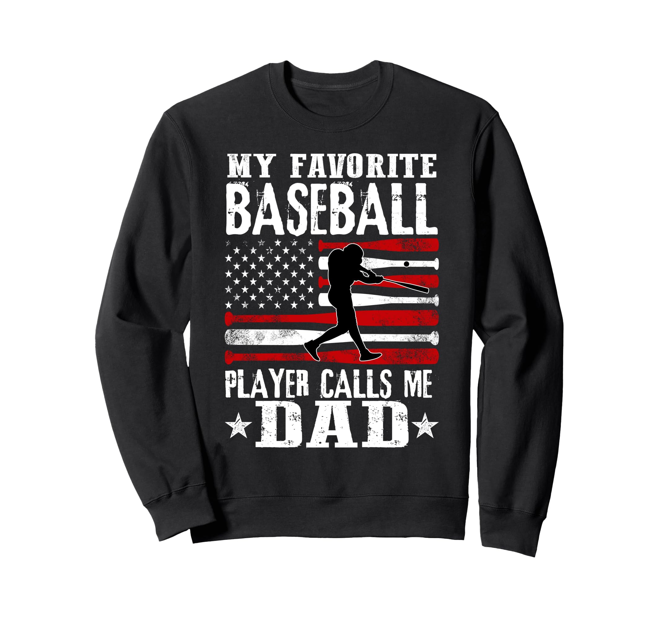 Baseball Dad Player American Flag Sports Sweatshirt - Graphic Print Unisex - T-Shirt, Sweatshirt, Hoodie