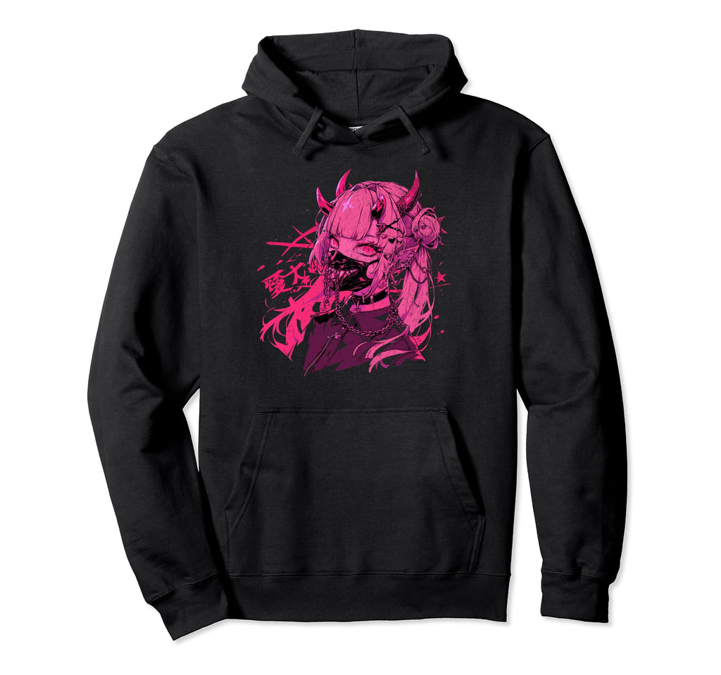 Goth Grunge Demon Anime Waifu Horror Hoodie - Novelty Apparel for Adults - T-Shirt, Sweatshirt, Hoodie