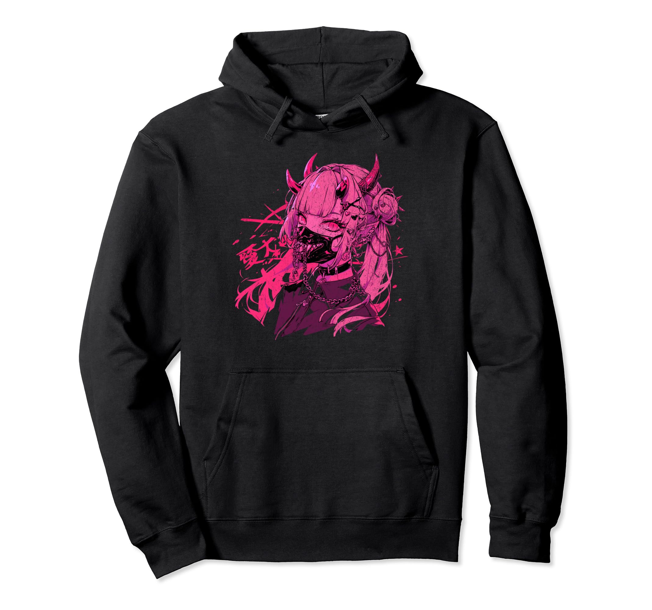 Goth Grunge Demon Anime Waifu Horror Hoodie - Novelty Apparel for Adults - T-Shirt, Sweatshirt, Hoodie