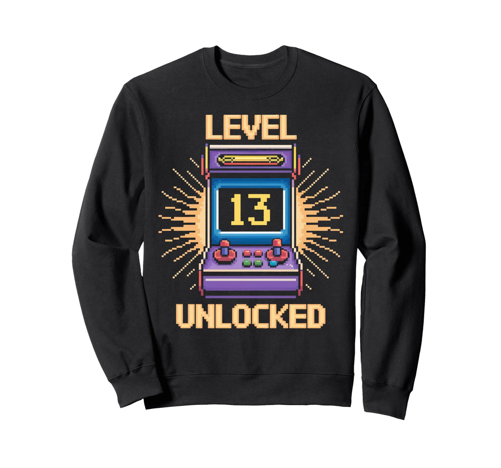 Level 13 Unlock Birthday Gamer 13 Sweatshirt - Minimalist Print Men Women - T-Shirt, Sweatshirt, Hoodie