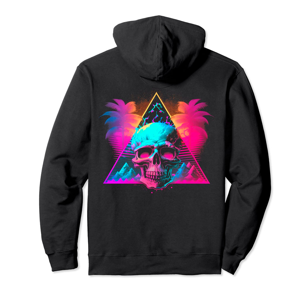Skull Vaporwave Retrowave Aesthetic Hoodie - Graphic Print Unisex - T-Shirt, Sweatshirt, Hoodie
