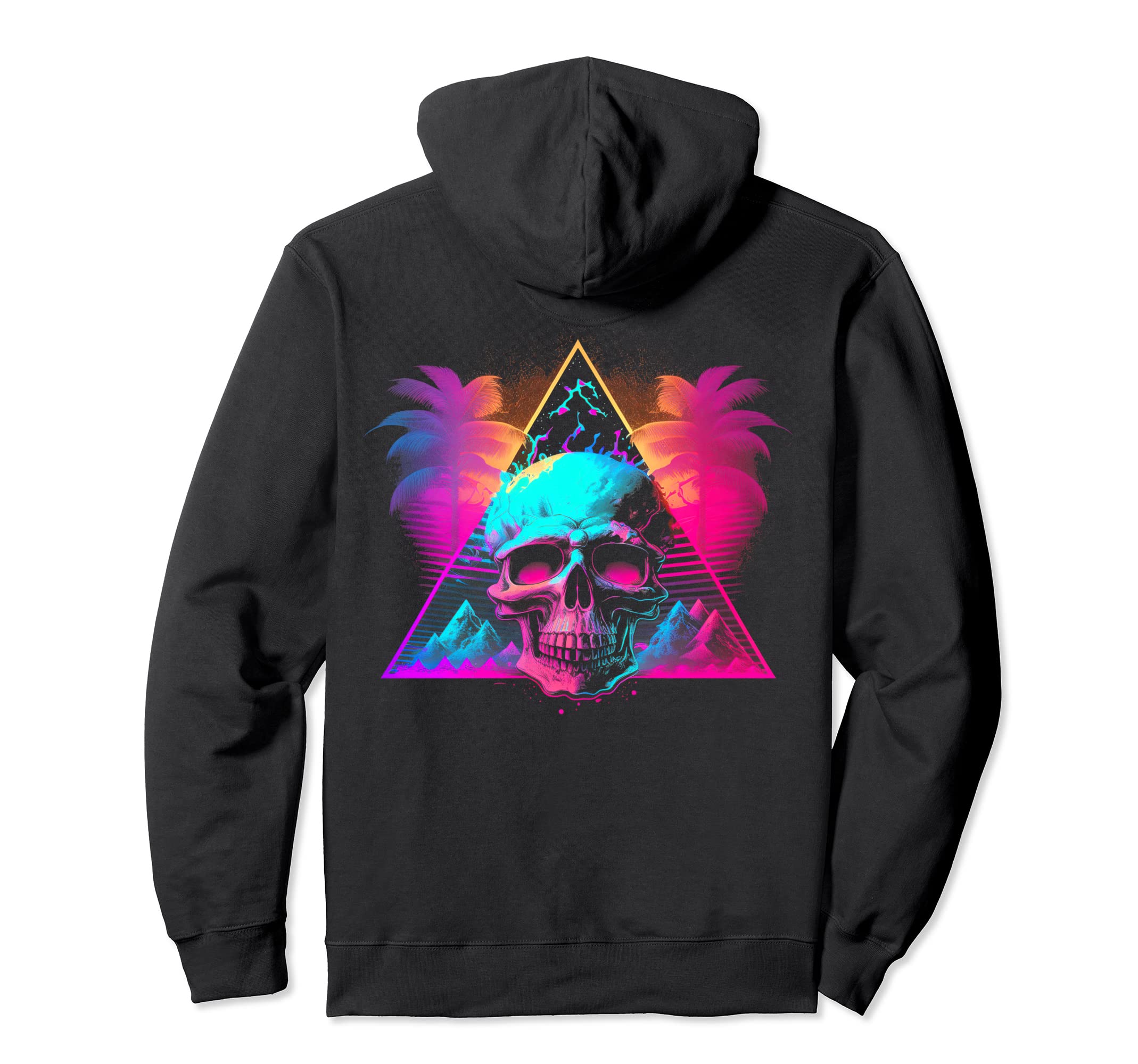 Skull Vaporwave Retrowave Aesthetic Hoodie - Graphic Print Unisex - T-Shirt, Sweatshirt, Hoodie