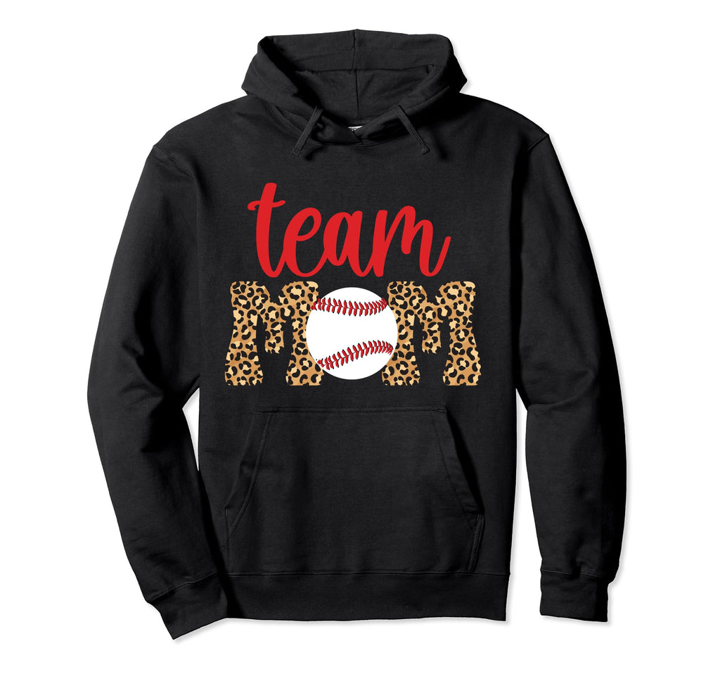 Team Mom Leopard Baseball Team Mom Hoodie - Novelty Apparel Unisex - T-Shirt, Sweatshirt, Hoodie