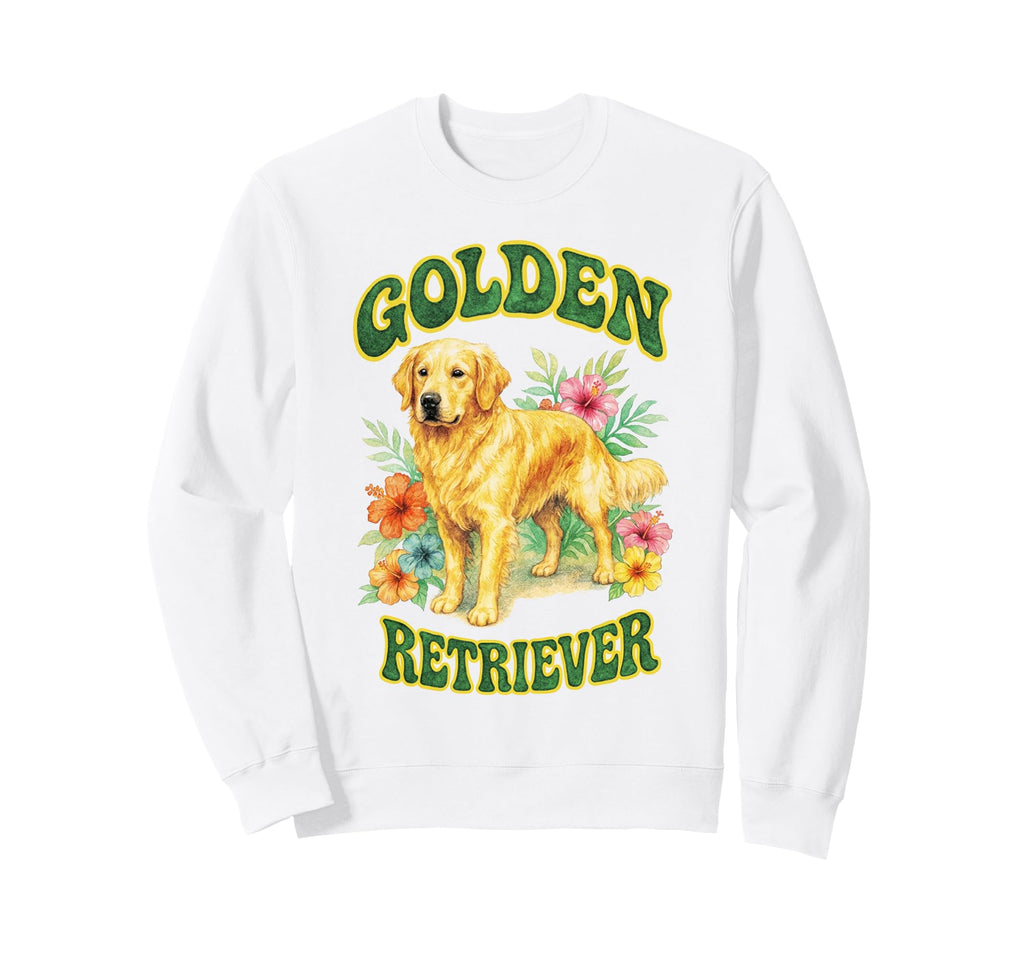 Golden Retriever Groovy Floral Sweatshirt - Casual Everyday Wear Unisex - T-Shirt, Sweatshirt, Hoodie
