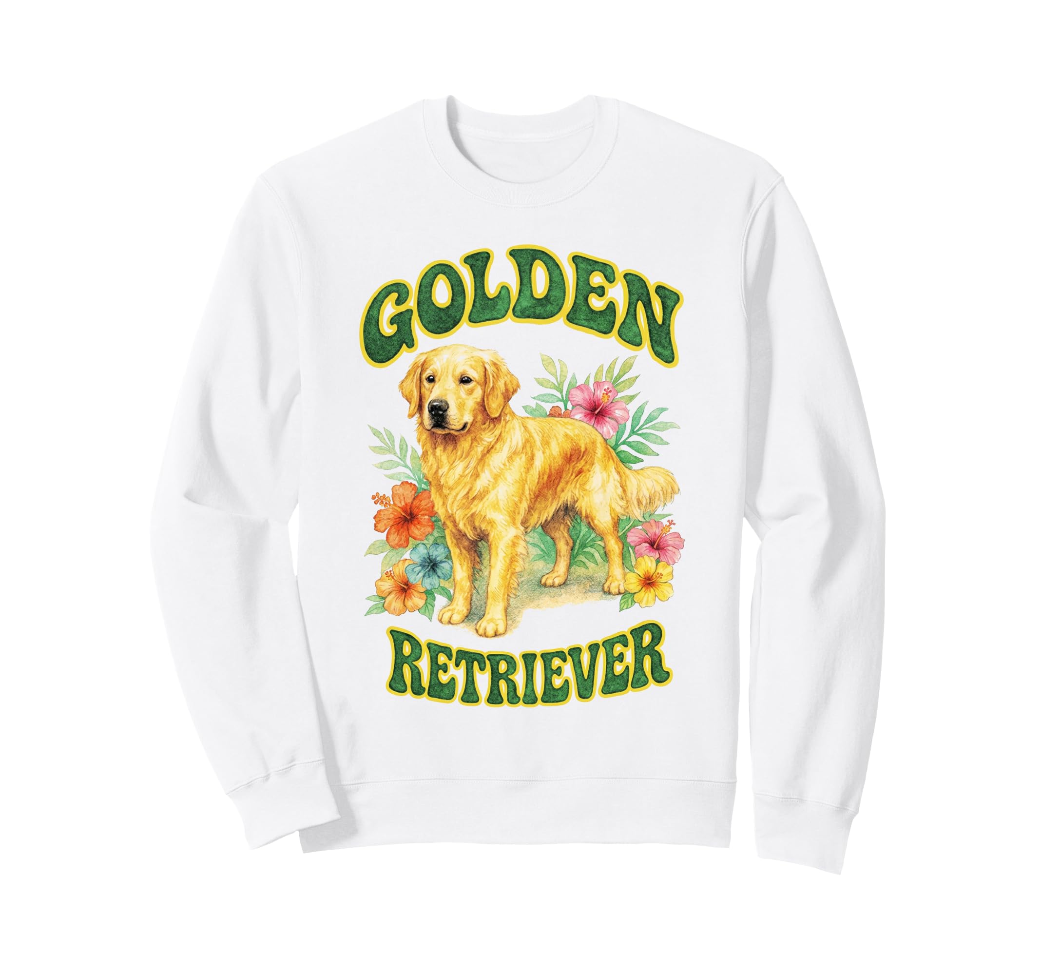 Golden Retriever Groovy Floral Sweatshirt - Casual Everyday Wear Unisex - T-Shirt, Sweatshirt, Hoodie