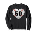 Baseball Number 50 Distressed Sweatshirt - Novelty Apparel for Adults - T-Shirt, Sweatshirt, Hoodie