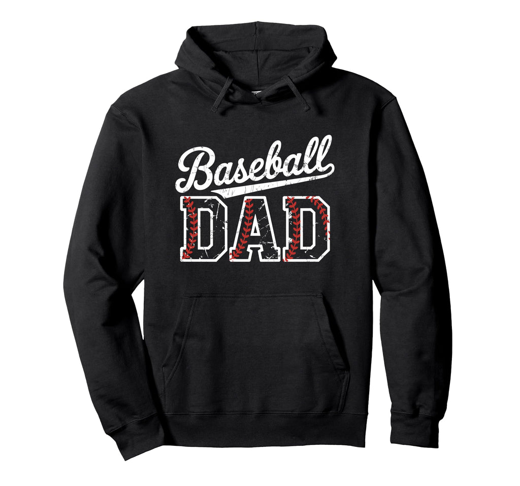 Baseball Dad Distressed Varsity Hoodie - Fun Novelty Design Unisex - T-Shirt, Sweatshirt, Hoodie