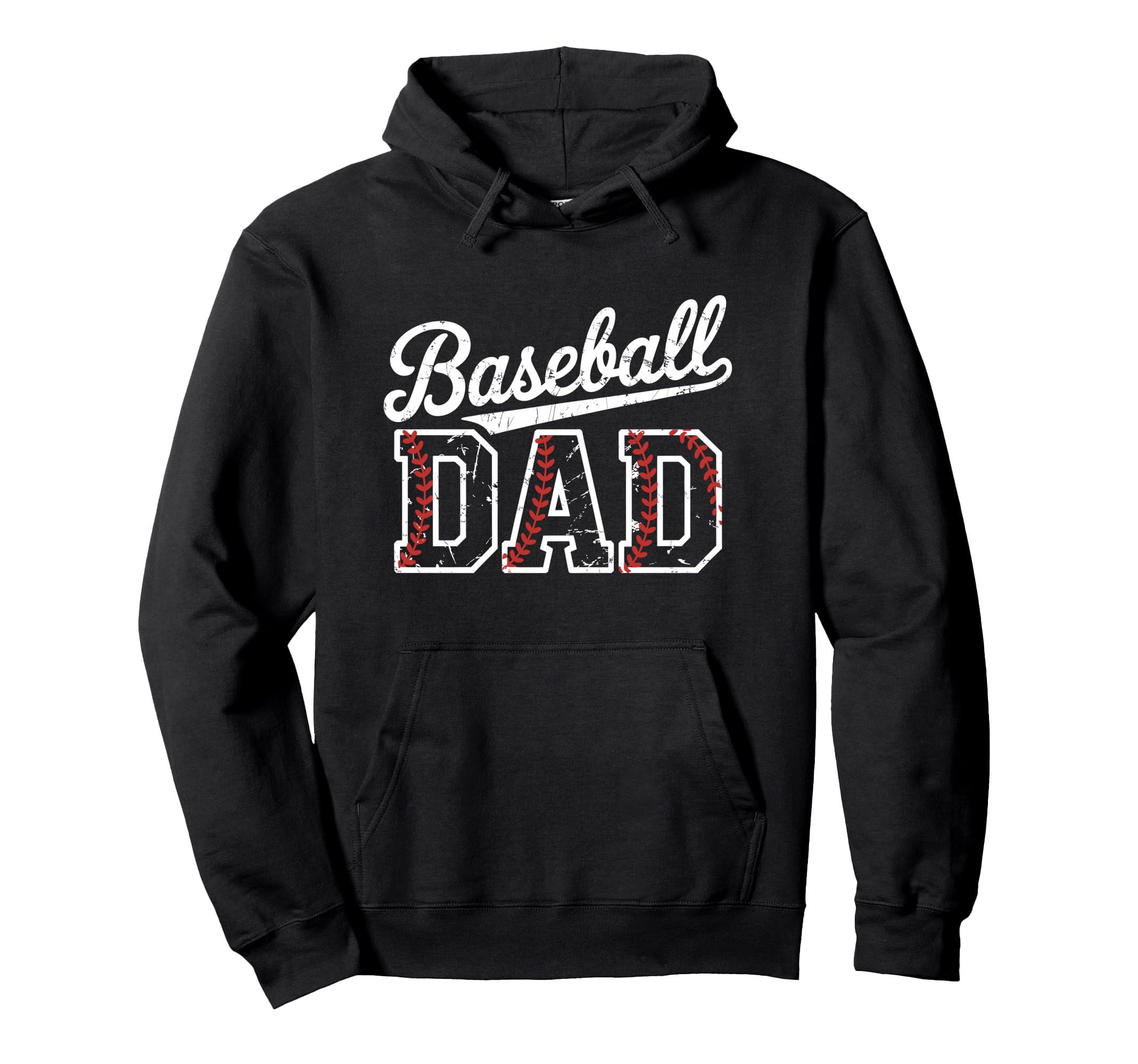 Baseball Dad Distressed Varsity Hoodie - Fun Novelty Design Unisex - T-Shirt, Sweatshirt, Hoodie