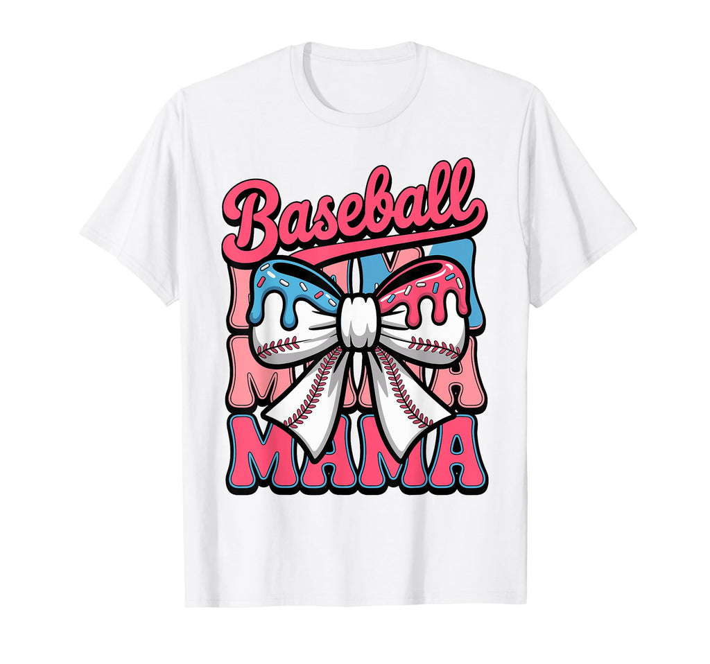 Coquette Bow Baseball Mama Sports Mom T-Shirt - Custom Art Print Unisex - T-Shirt, Sweatshirt, Hoodie