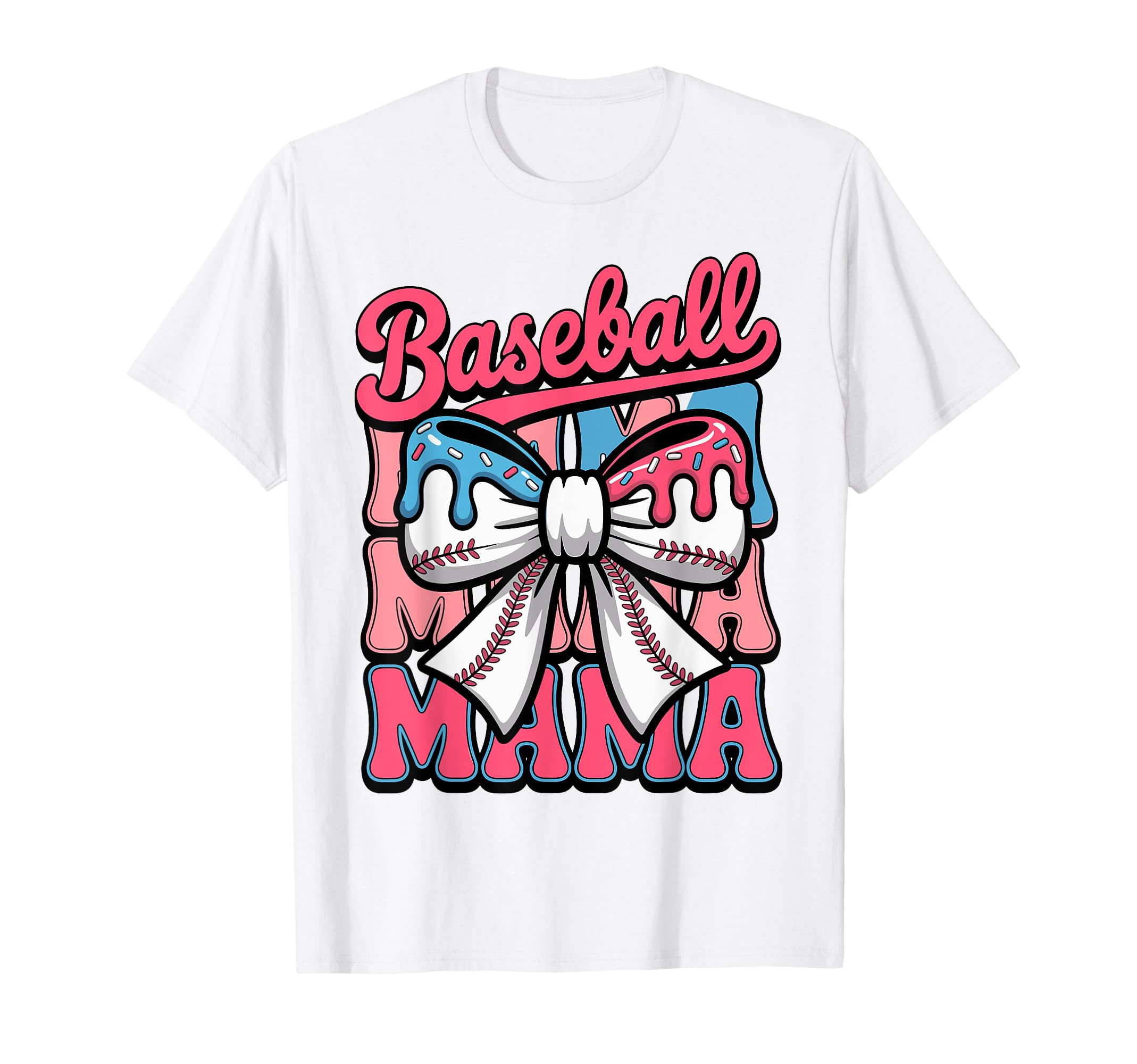 Coquette Bow Baseball Mama Sports Mom T-Shirt - Custom Art Print Unisex - T-Shirt, Sweatshirt, Hoodie